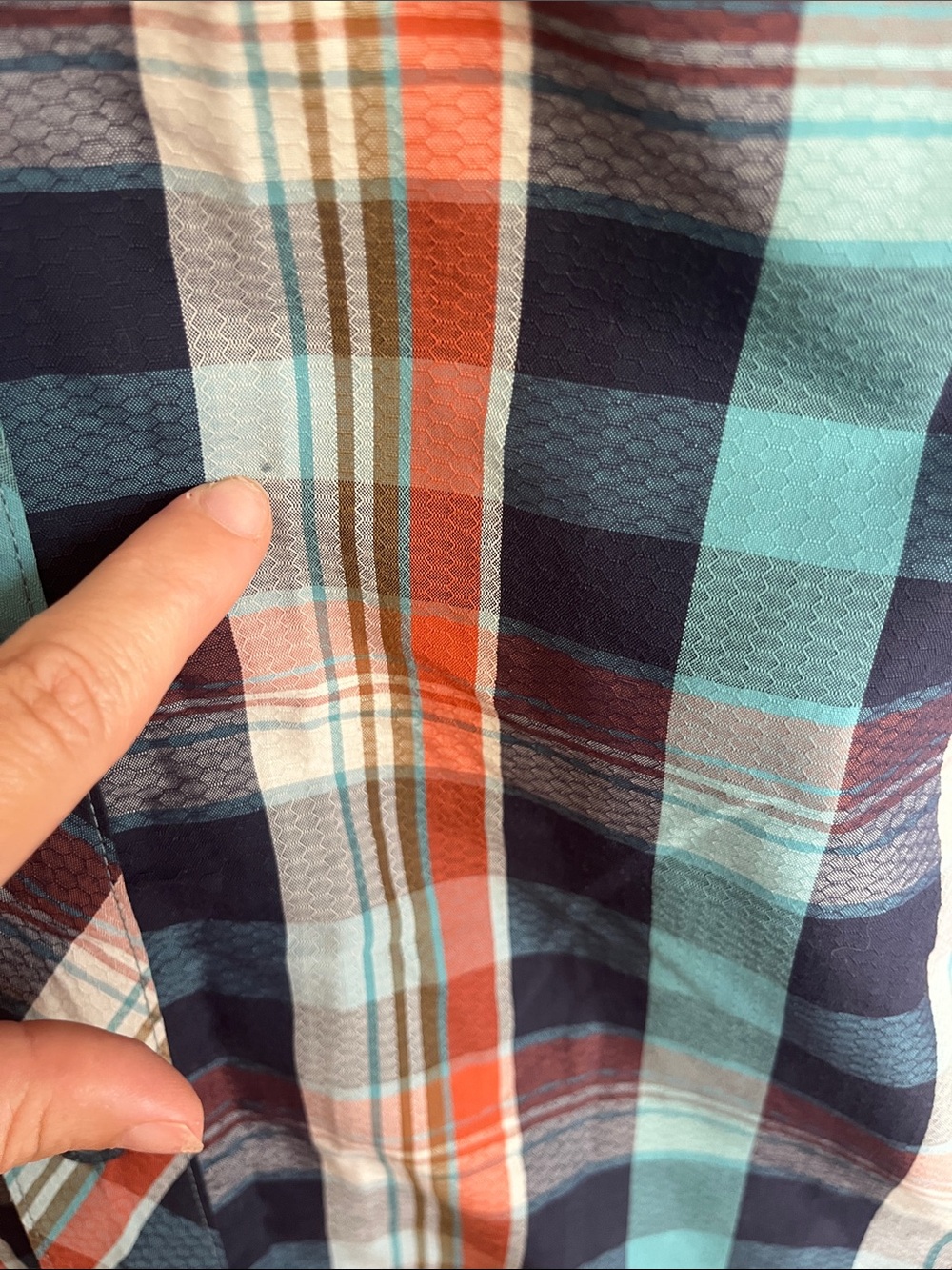 Eddie Bauer Blue Plaid Short-Sleeve Shirt (size XL) - Picture 5 of 7